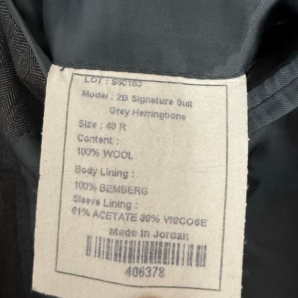 Jos. A. Bank Signature Collection Gray Wool Herringbone Sportscoat Blazer 48R - Picture 6 of 16
